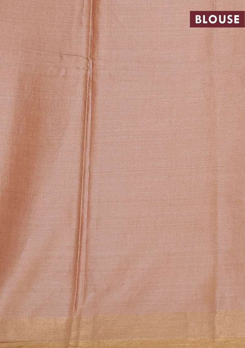 Banana Silk Saree Sandal With Silver Gold Zari Woven Paisley Buttas And Zari Woven Border With Buttas And Brocade Design For Women - Indya