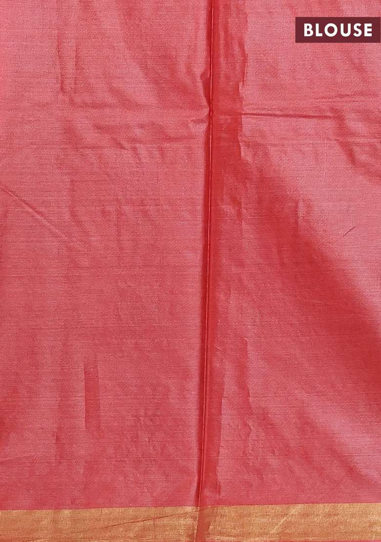 Banana Silk Saree Grey And Orange With Silver Gold Zari Woven Buttas And Zari Woven Border With Buttas And Brocade Design For Women - Indya