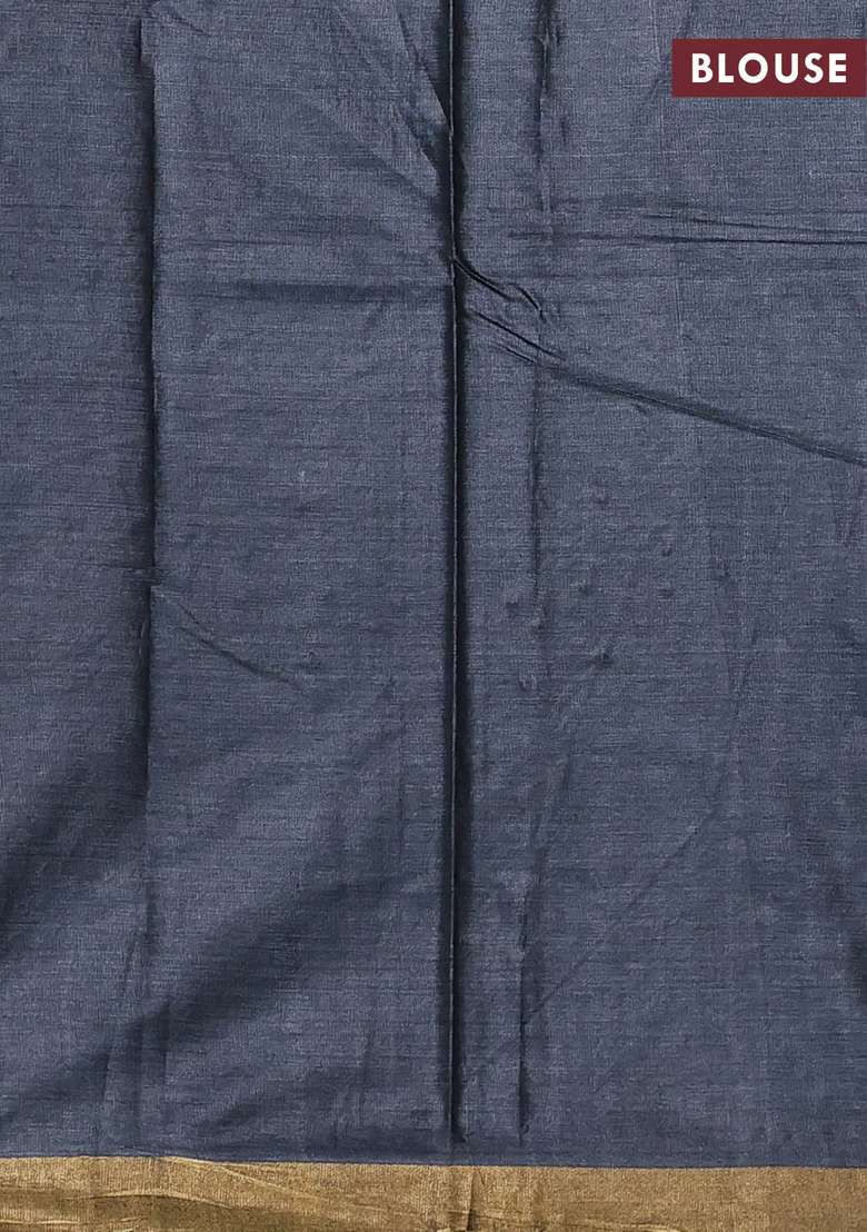 Banana Silk Saree Elephant Grey With Allover Silver Zari Woven Buttas And Zari Woven Border With Buttas And Brocade Design For Women - Indya