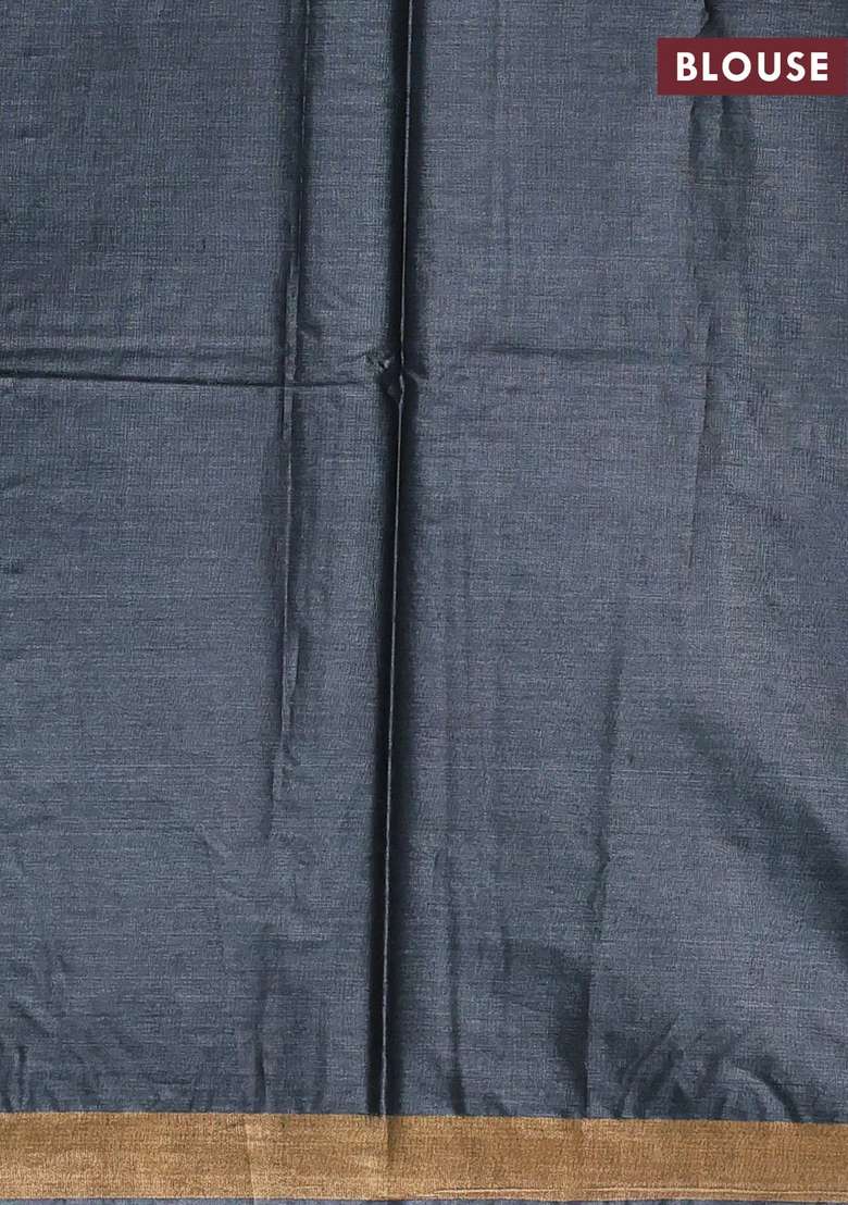Banana Silk Saree Black With Allover Silver Zari Woven Buttas And Zari Woven Border With Buttas And Brocade Design For Women - Indya