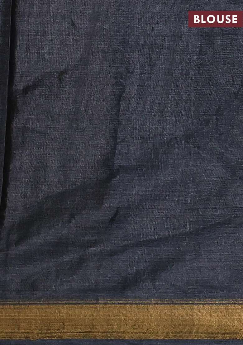 Banana Silk Saree Elephant Grey With Zari Woven Buttas And Zari Woven Border With Buttas And Brocade Design For Women - Indya