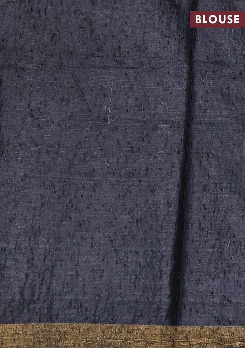 Banana Silk Saree Dark Grey With Zari Woven Muniya Buttas And Zari Woven Border With Buttas And Brocade Design For Women - Indya