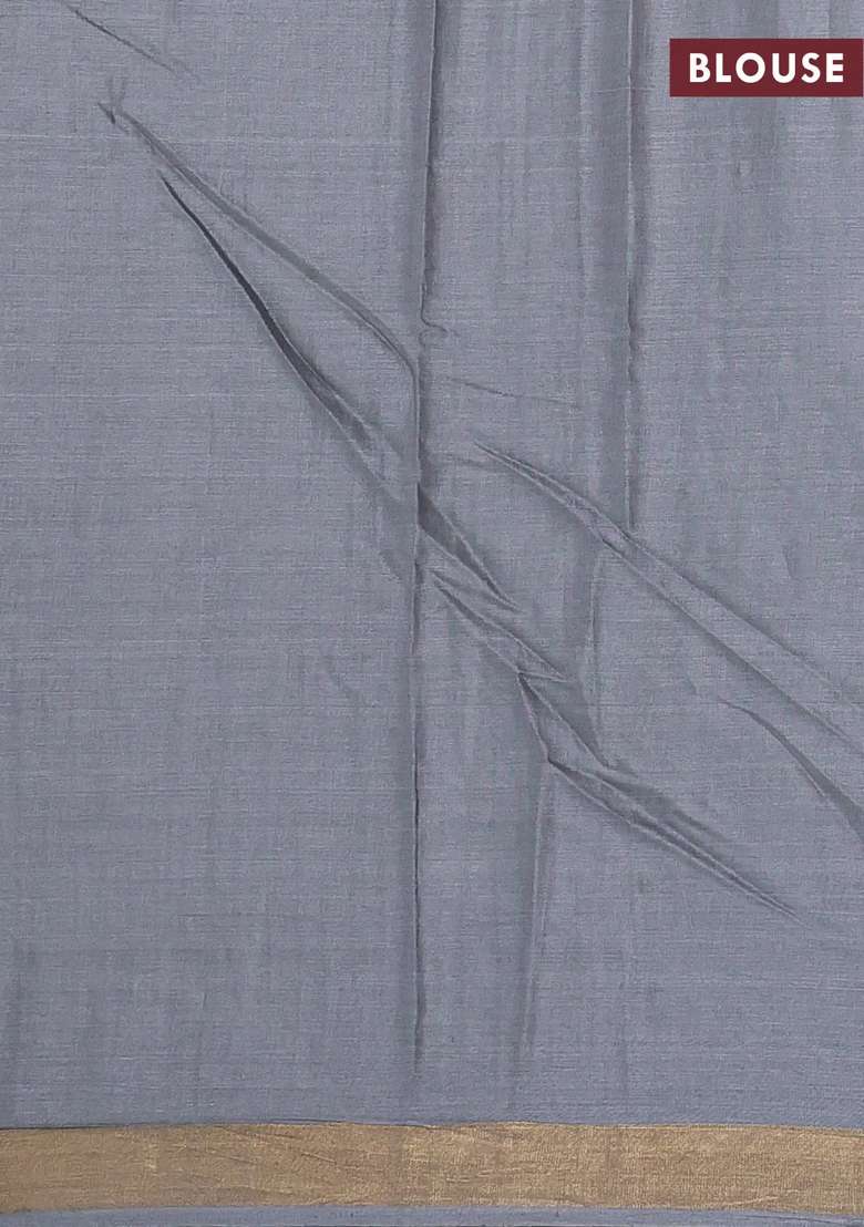 Banana Silk Saree Grey With Thread Zari Woven Buttas And Zari Woven Border With Buttas And Brocade Design For Women - Indya