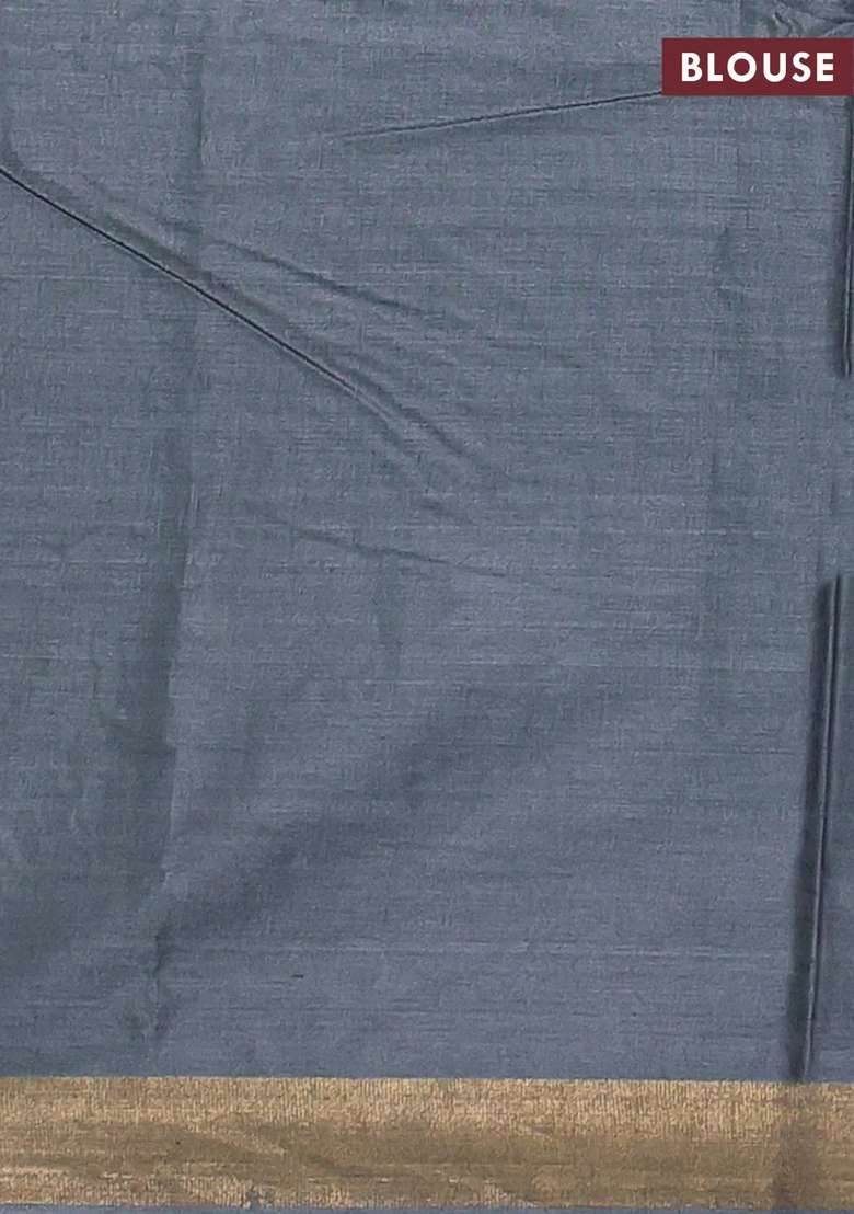 Banana Silk Saree Grey With Thread Zari Woven Buttas And Zari Woven Border With Buttas And Brocade Design For Women - Indya