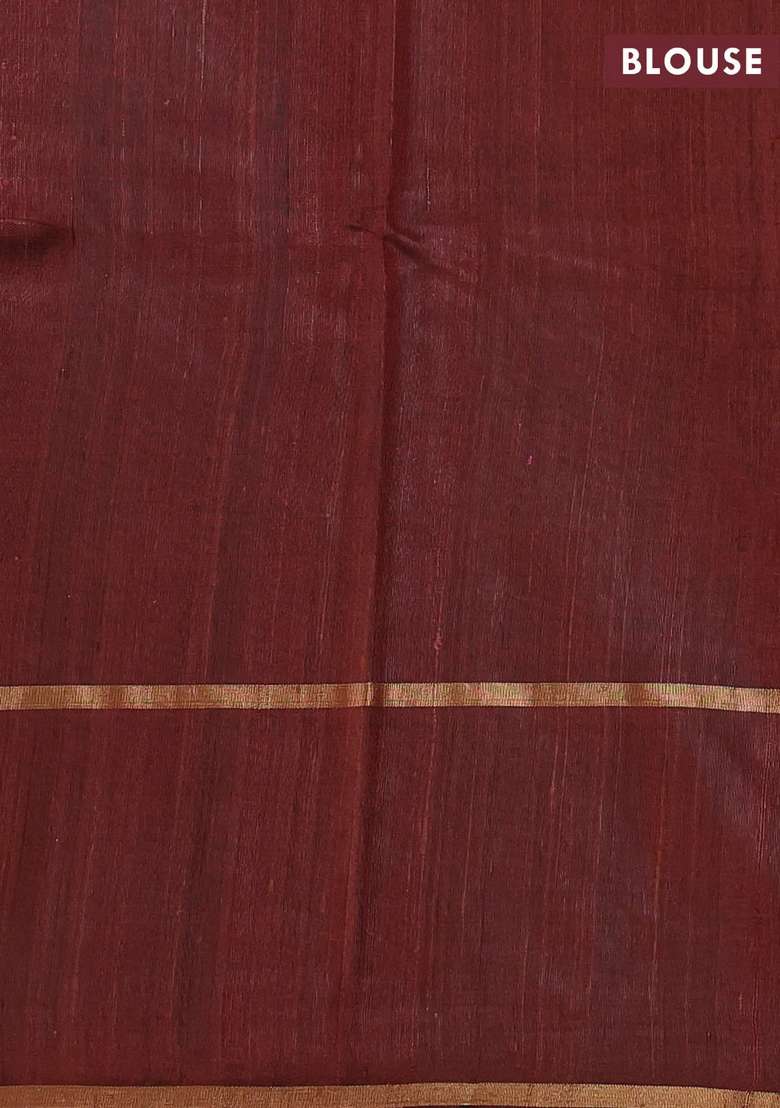 Pure Dupion Silk Saree Brown With Thread Zari Woven Buttas And Woven Butta Border With Buttas And Brocade Design For Women - Indya