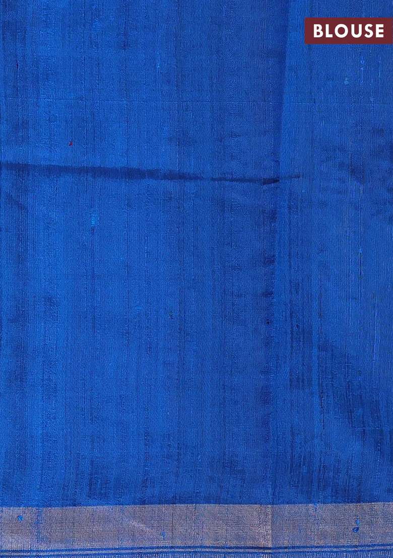 Pure Dupion Silk Saree Deep Coffee Brown And Cs Blue With Plain Body And Temple Design Zari Woven With Korvai And Temple Border Design For Women - Indya