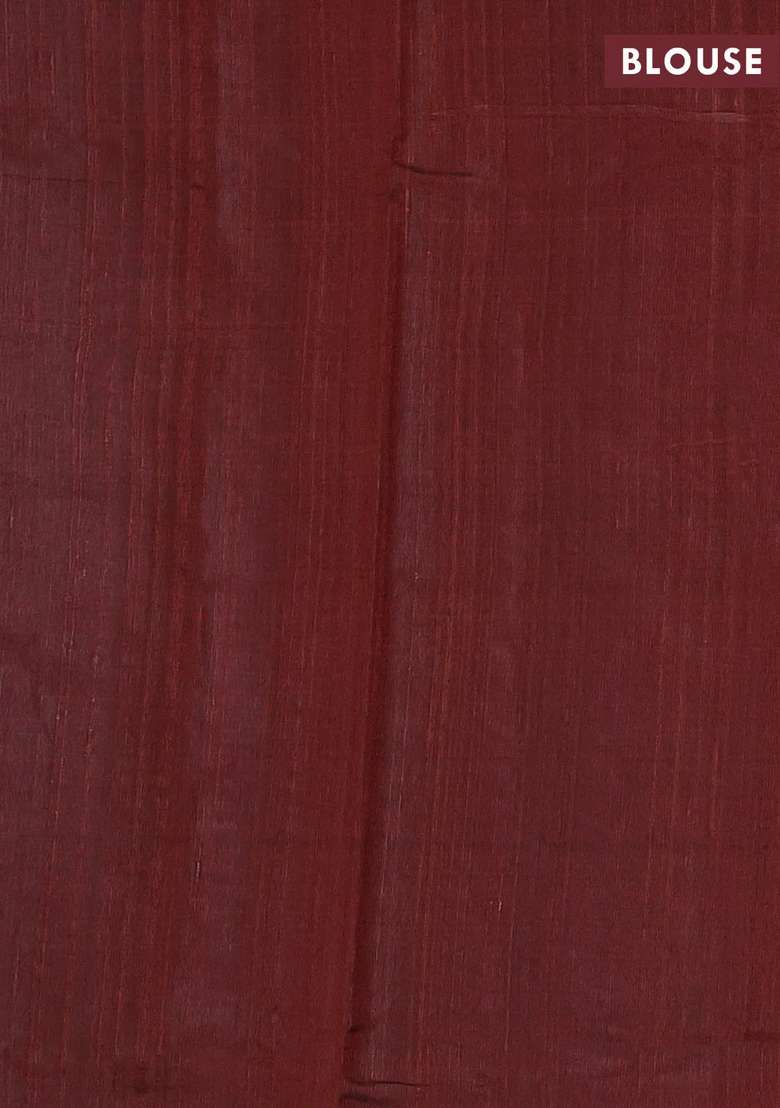 Pure Dupion Silk Saree Brown With Plain Body And Zari Woven Butta Border With Buttas And Brocade Design For Women - Indya