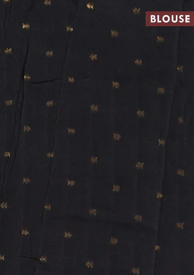 Semi Mysore Silk Saree Black With Plain Body And Zari Woven Border With Traditional Woven Design For Women - Indya