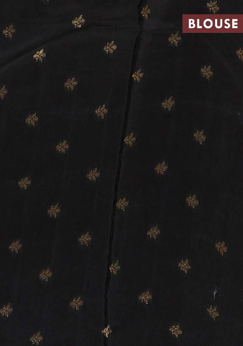 Semi Mysore Silk Saree Black With Plain Body And Temple Design Zari Woven Border With Korvai And Temple Border Design For Women - Indya