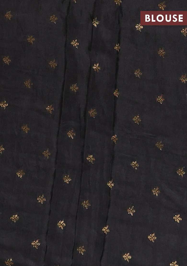 Semi Mysore Silk Saree Black With Plain Body And Zari Woven Border With Traditional Woven Design For Women - Indya