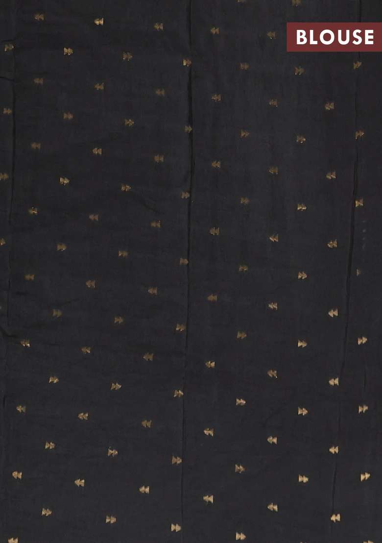Semi Mysore Silk Saree Black With Plain Body And Zari Woven Border With Traditional Woven Design For Women - Indya