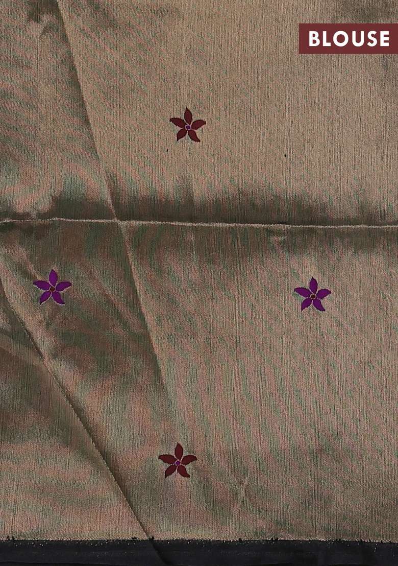 Semi Paithani Art Silk Saree Black With Floral Thread Woven Buttas And Paithani Pallu With Buttas And Brocade Design For Women - Indya