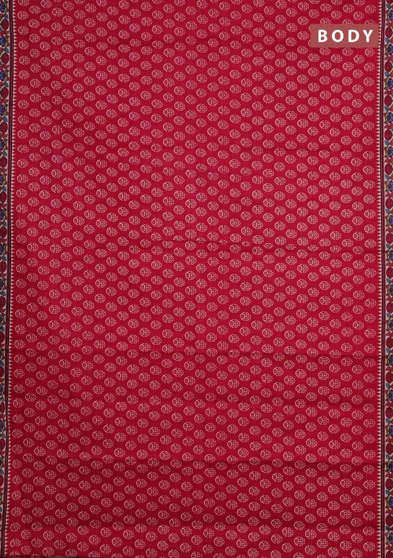 Muslin Cotton Saree Pink And Beige With Allover Butta Prints And Printed Border For Women - Indya