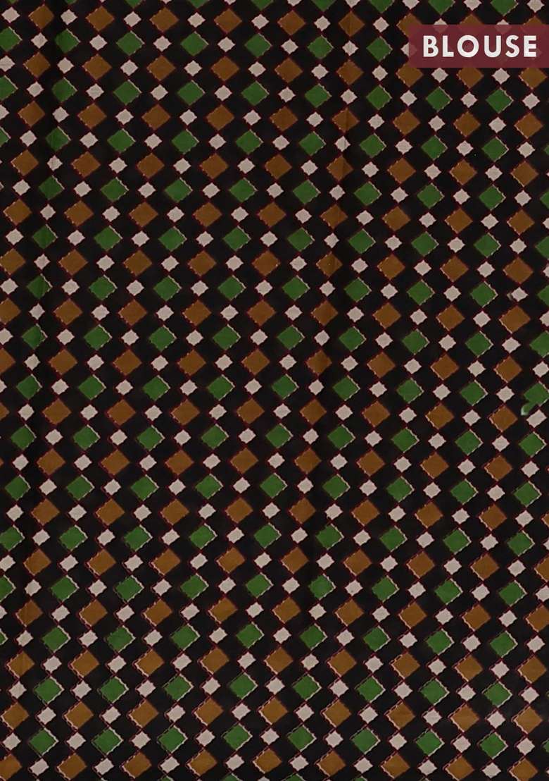 Muslin Cotton Saree Black And Beige With Allover Butta Prints And Printed Border For Women - Indya
