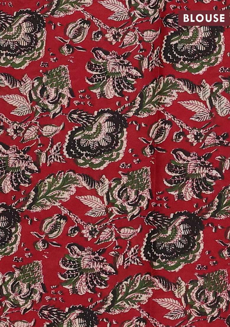 Muslin Cotton Saree Purple And Maroon With Allover Kalamkari Prints And Printed Border For Women - Indya