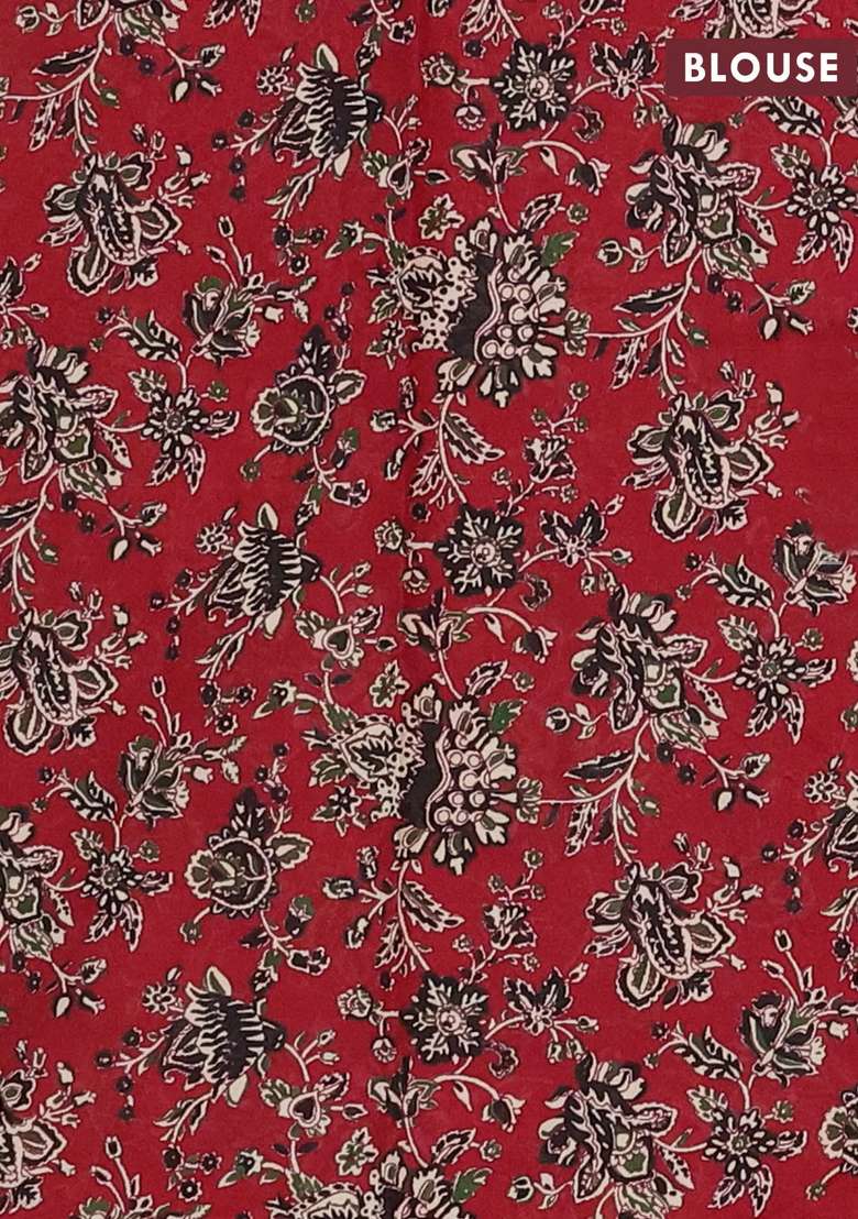Muslin Cotton Saree Dark Mustard And Maroon With Allover Butta Prints And Printed Border For Women - Indya