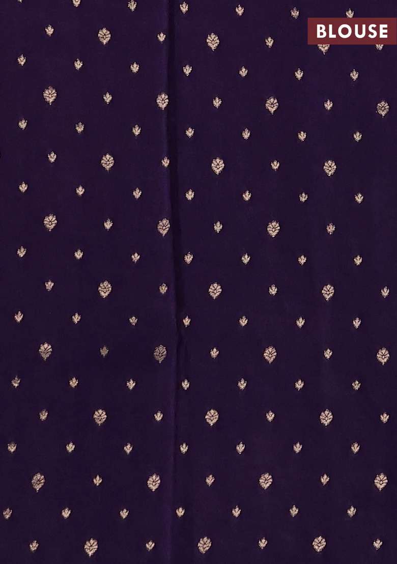 Silk Kota Cotton Saree Deep Violet With Allover Zari Woven Buttas And Zari Woven Butta Border With Buttas And Brocade Design For Women - Indya
