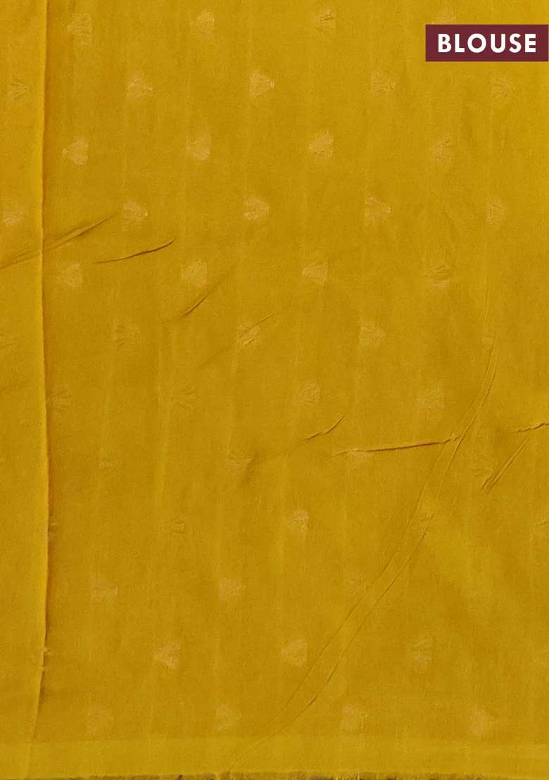 Silk Kota Cotton Saree Yellow With Allover Zari Woven Buttas And Zari Woven Butta Border With Buttas And Brocade Design For Women - Indya