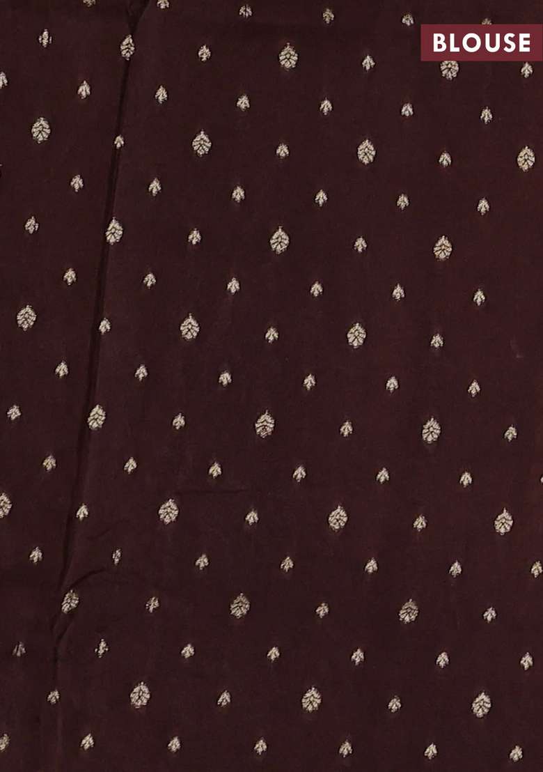 Silk Kota Cotton Saree Coffee Brown With Allover Zari Woven Buttas And Zari Woven Butta Border With Buttas And Brocade Design For Women - Indya