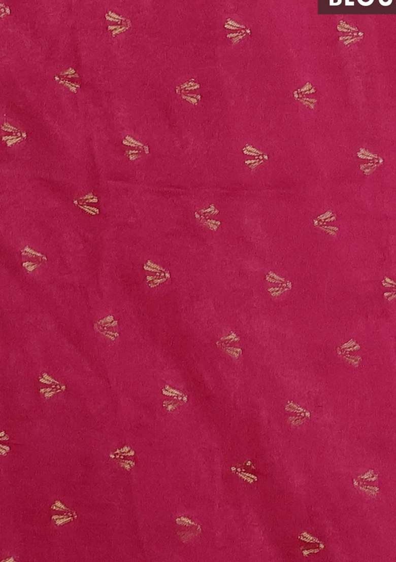 Silk Kota Cotton Saree Pink With Allover Thread Zari Woven Buttas And Zari Woven Border With Buttas And Brocade Design For Women - Indya