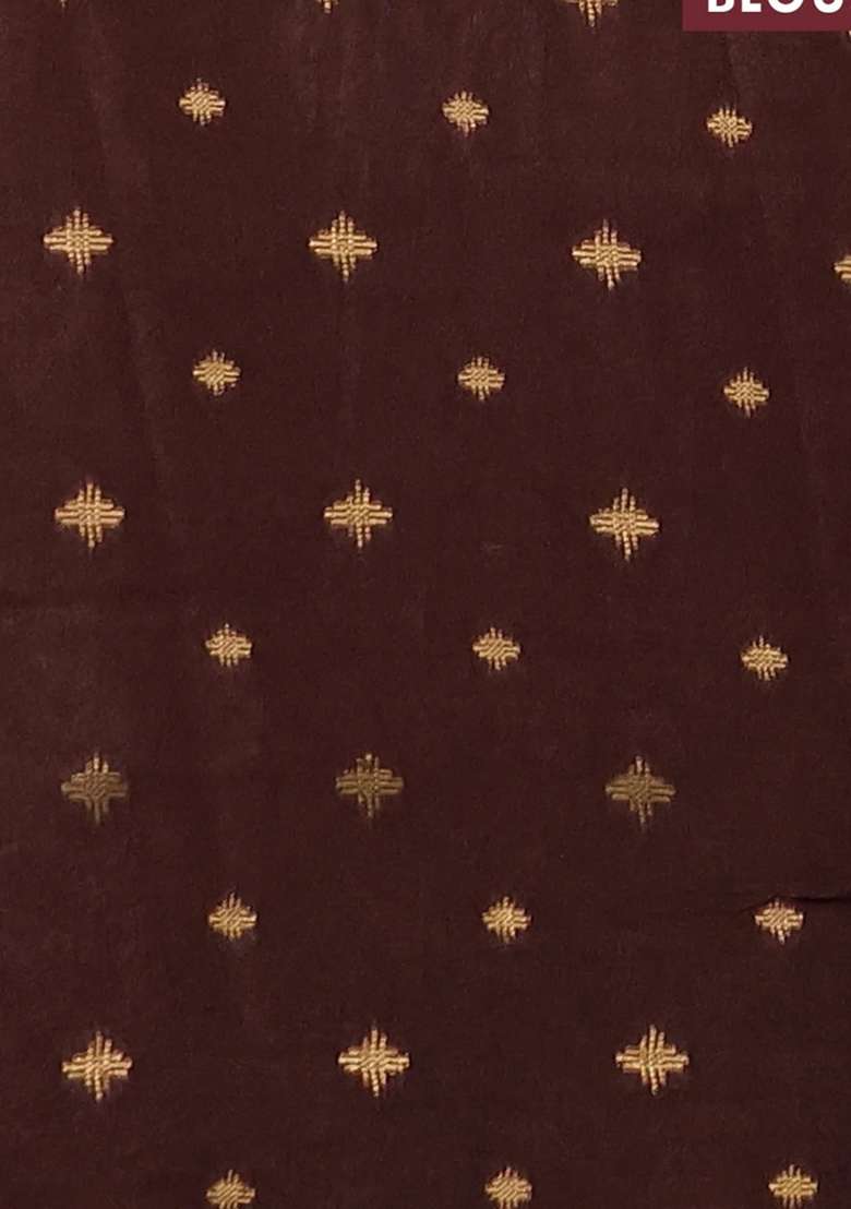 Silk Kota Cotton Saree Coffee Brown With Allover Thread Zari Woven Buttas And Zari Woven Border With Buttas And Brocade Design For Women - Indya