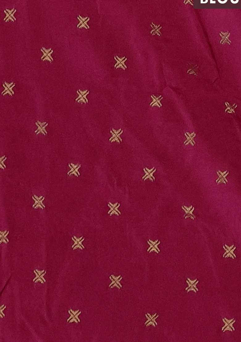 Silk Kota Cotton Saree Pink With Allover Thread Zari Woven Floral Buttas And Zari Woven Border With Buttas And Brocade Design For Women - Indya