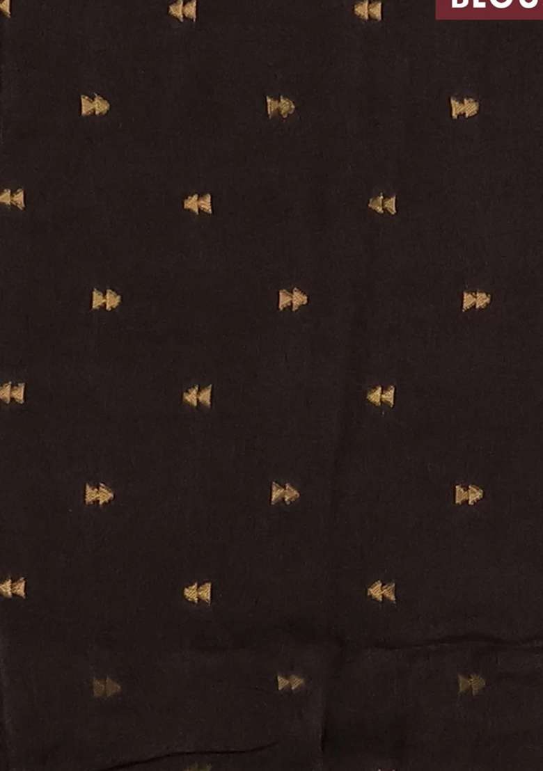 Silk Kota Cotton Saree Coffee Brown With Allover Thread Zari Woven Floral Buttas And Zari Woven Border With Buttas And Brocade Design For Women - Indya