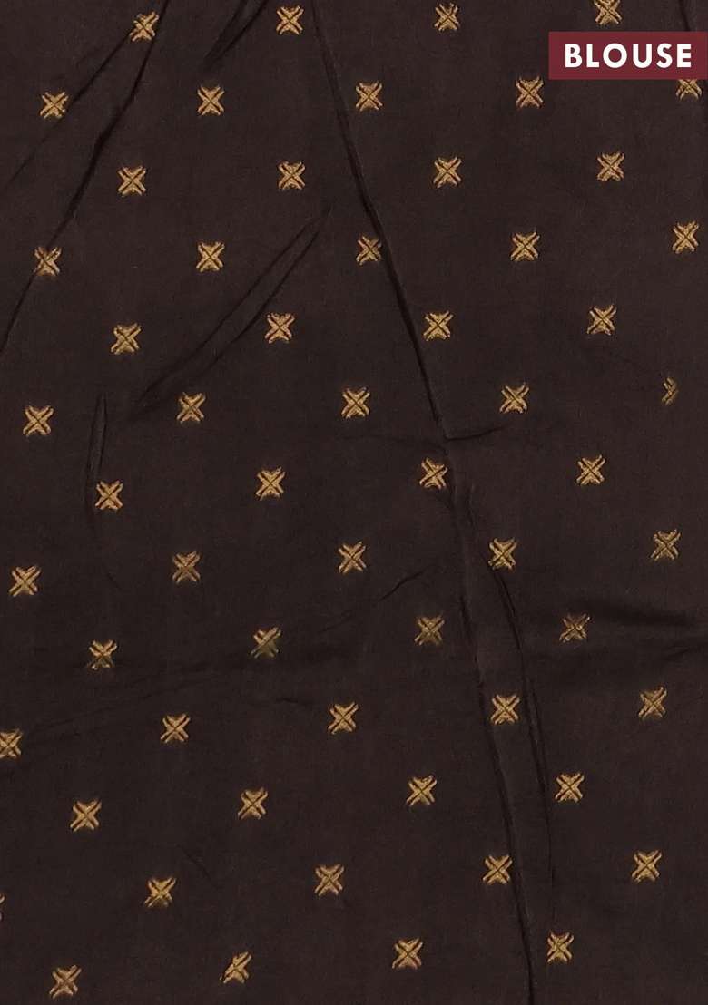 Silk Kota Cotton Saree Coffee Brown With Allover Thread Zari Woven Floral Buttas And Zari Woven Border With Buttas And Brocade Design For Women - Indya