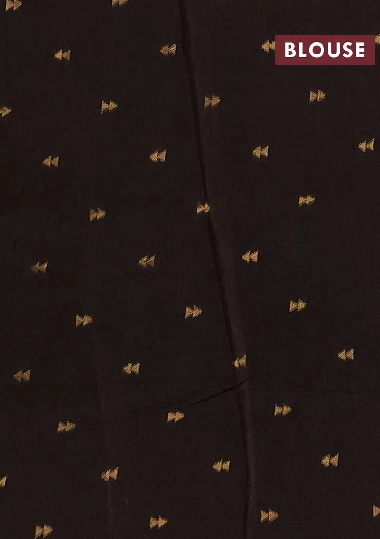 Silk Kota Cotton Saree Coffee Brown With Allover Thread Zari Woven Floral Buttas And Zari Woven Border With Buttas And Brocade Design For Women - Indya