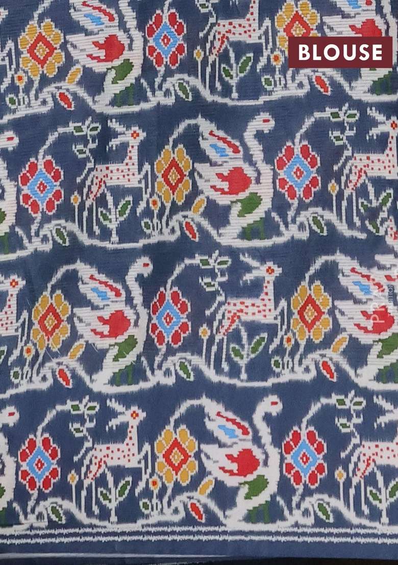 Art Kota Art Silk Saree Pastel Grey And Dark Grey With Allover Zari Woven Buttas And Temple Design Ikat Printed Border For Women - Indya
