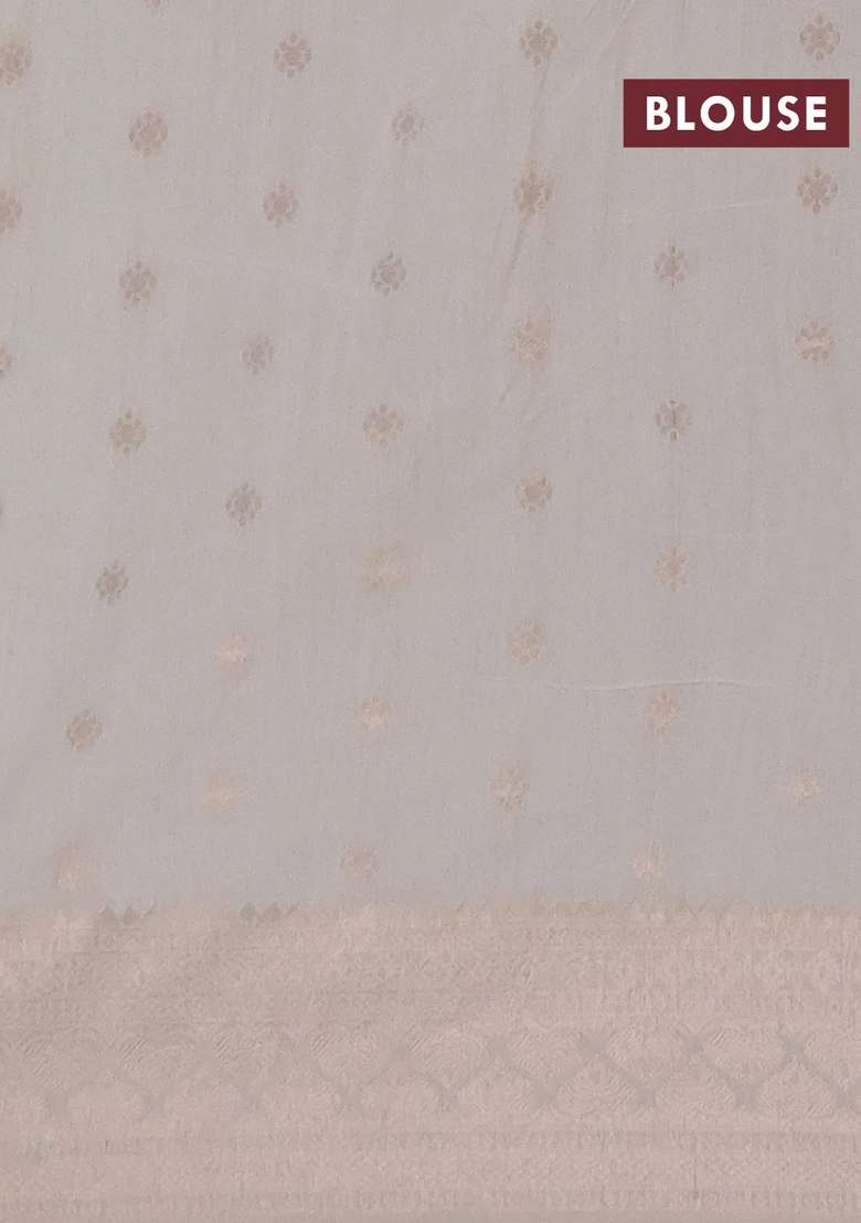 Semi Chanderi Silk Cotton Saree Off White With Zari Woven Buttas And Zari Woven Border With Buttas And Brocade Design For Women - Indya
