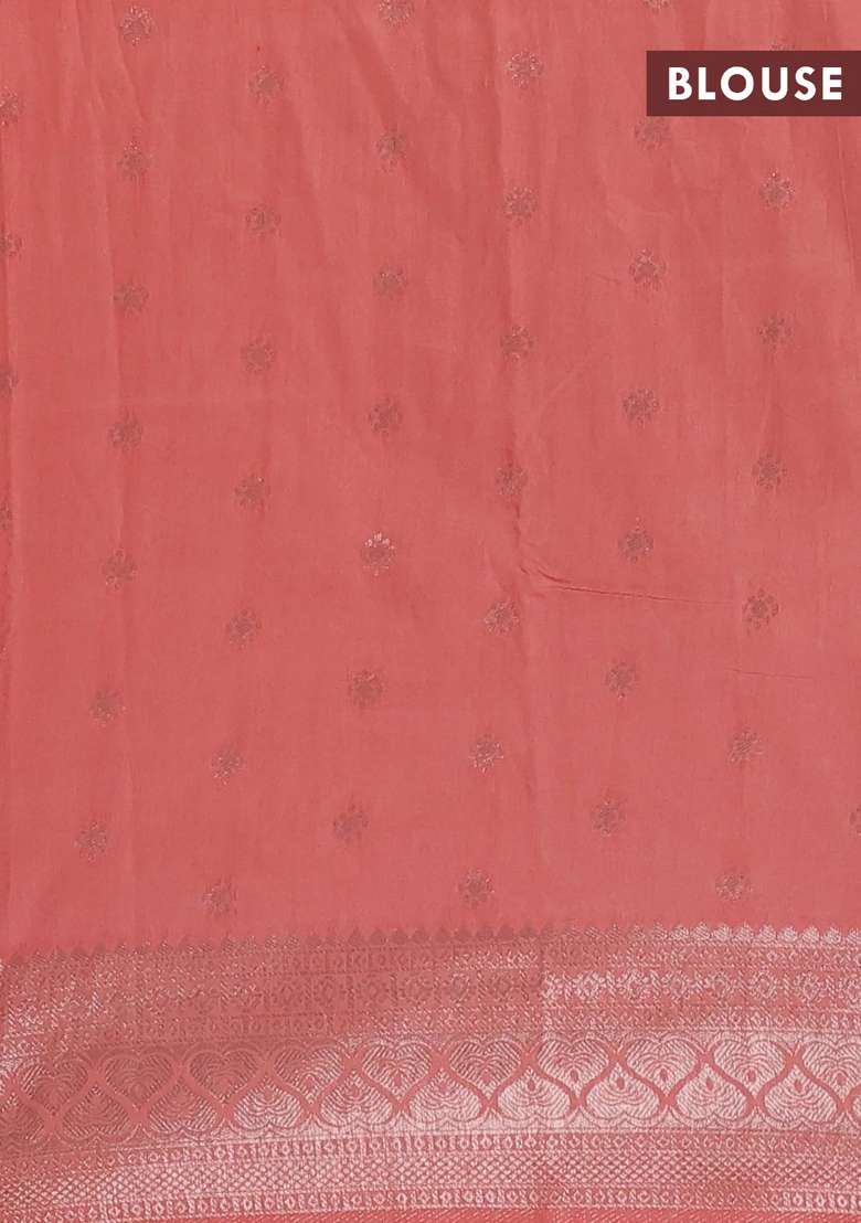 Semi Chanderi Silk Cotton Saree Orange With Zari Woven Buttas And Zari Woven Border With Buttas And Brocade Design For Women - Indya