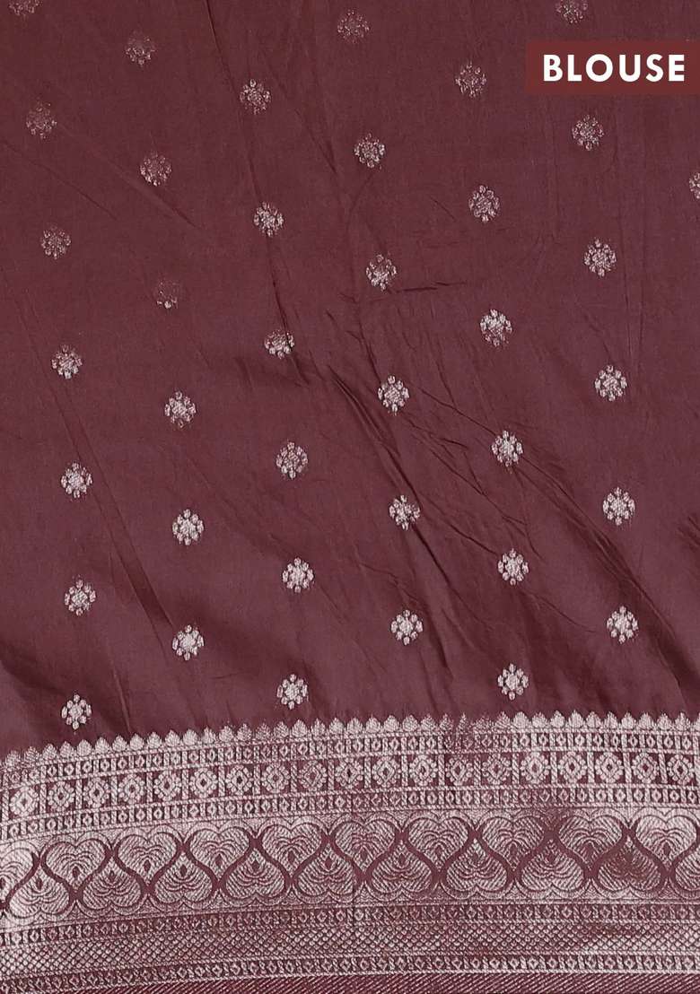 Semi Chanderi Silk Cotton Saree Brown With Zari Woven Buttas And Zari Woven Border With Buttas And Brocade Design For Women - Indya
