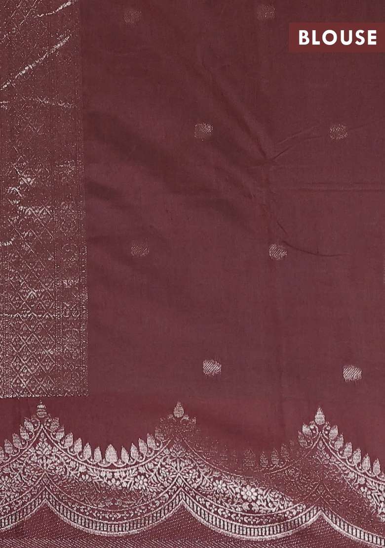 Semi Chanderi Silk Cotton Saree Coffee Brown With Alllover Zari Woven Buttas And Zari Woven Border With Buttas And Brocade Design For Women - Indya