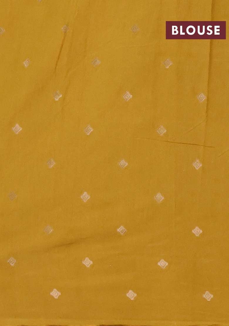 Semi Chanderi Silk Cotton Saree Mustard Yellow With Allover Zari Woven Buttas And Zari Woven Butta Border With Buttas And Brocade Design For Women - Indya