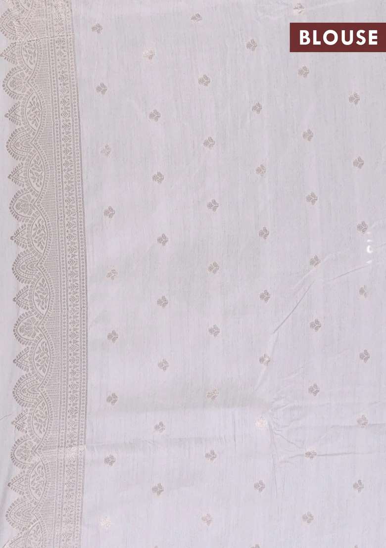 Semi Chanderi Silk Cotton Saree Cream With Allover Zari Woven Buttas And Zari Woven Butta Border With Buttas And Brocade Design For Women - Indya