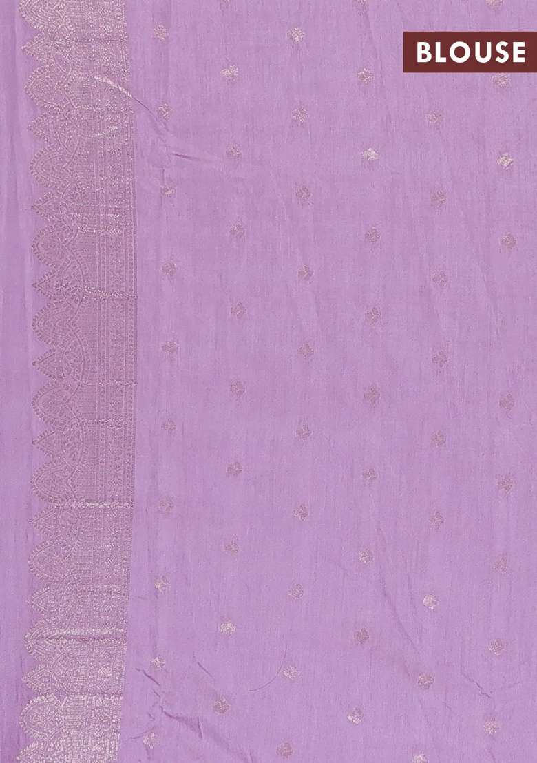 Semi Chanderi Silk Cotton Saree Pastel Purple With Allover Zari Woven Buttas And Zari Woven Butta Border With Buttas And Brocade Design For Women - Indya