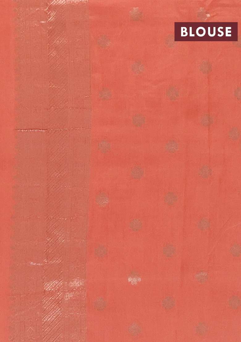 Semi Chanderi Silk Cotton Saree Orange With Plain Body And Zari Woven Butta Border With Buttas And Brocade Design For Women - Indya