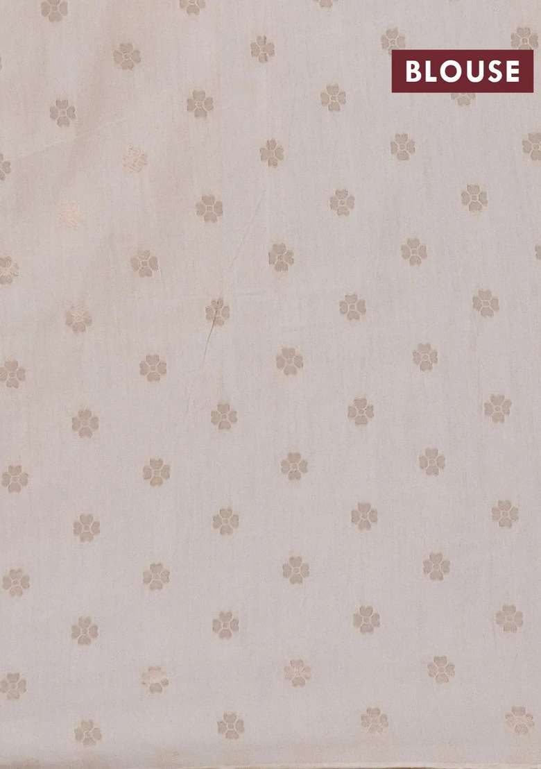 Semi Chanderi Silk Cotton Saree Off White With Plain Body And Zari Woven Butta Border With Buttas And Brocade Design For Women - Indya
