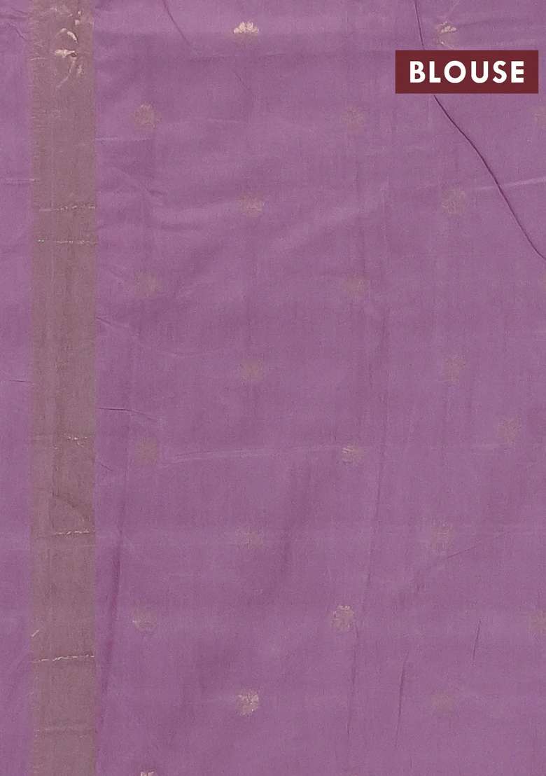 Semi Chanderi Silk Cotton Saree Lavender With Zari Woven Buttas And Zari Woven Border With Buttas And Brocade Design For Women - Indya