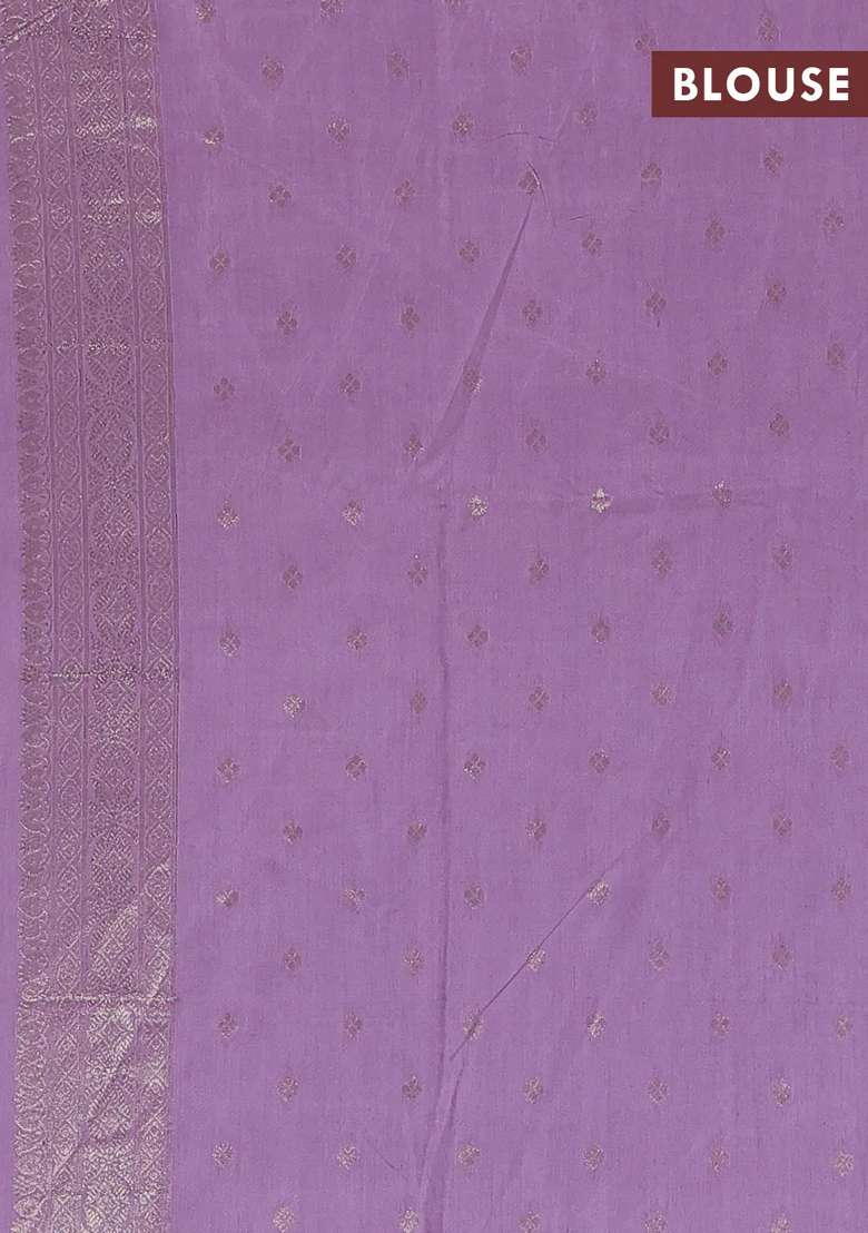 Semi Chanderi Silk Cotton Saree Lavender With Zari Woven Buttas And Zari Woven Butta Border With Buttas And Brocade Design For Women - Indya