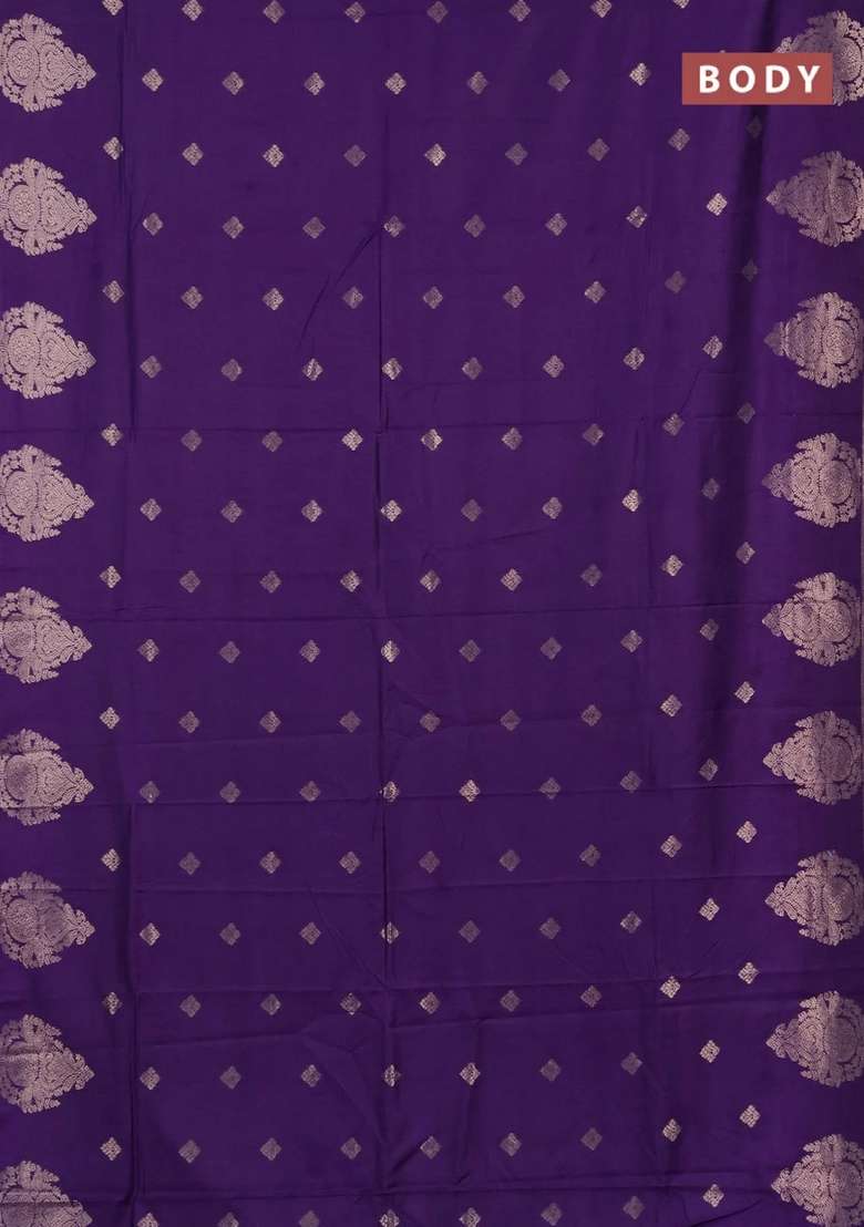 Semi Chanderi Silk Cotton Saree Violet With Zari Woven Buttas And Zari Woven Butta Border With Buttas And Brocade Design For Women - Indya