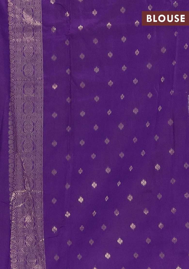 Semi Chanderi Silk Cotton Saree Violet With Zari Woven Buttas And Zari Woven Butta Border With Buttas And Brocade Design For Women - Indya