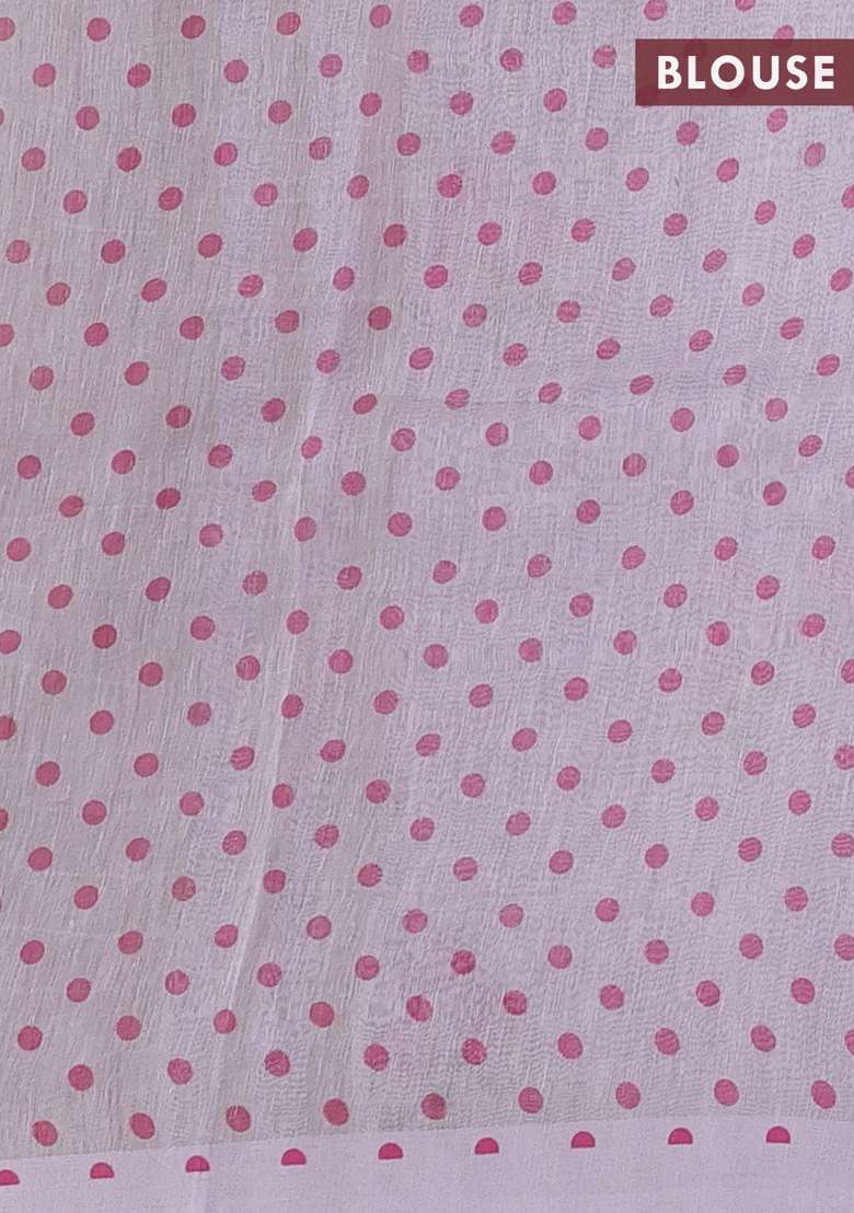Pure Linen Silk Saree Pastel Lavender With Floral Digital Butta Prints And Simple Border With Printed Design For Women - Indya