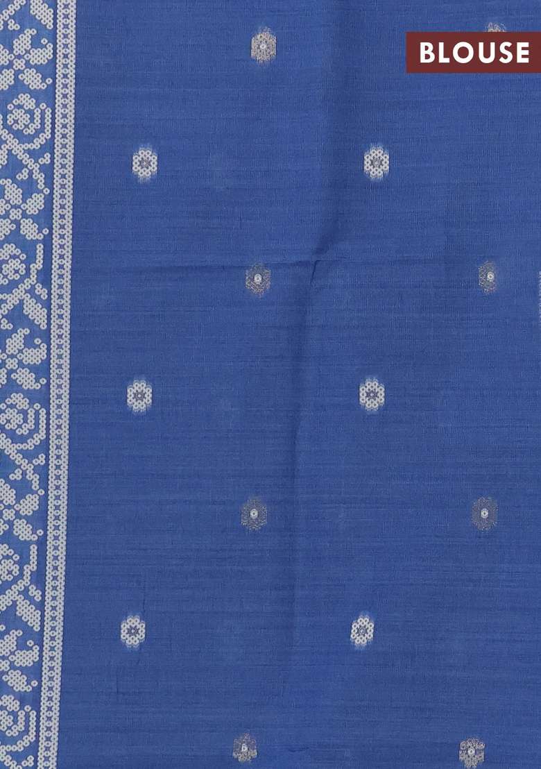Jamdhani Cotton Saree Indigo Blue With Allover Thread Weaves And Thread Woven Border With Traditional Woven Design For Women - Indya