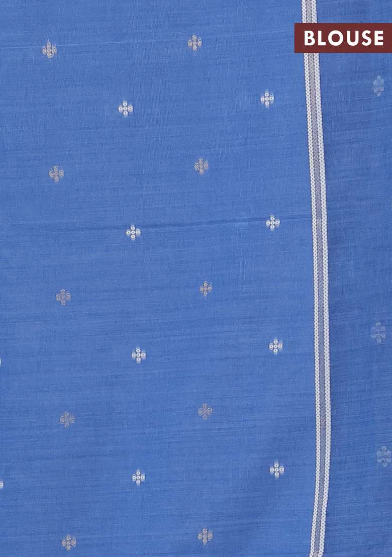 Jamdhani Cotton Saree Indigo Blue With Allover Thread Weaves And Thread Woven Border With Traditional Woven Design For Women - Indya