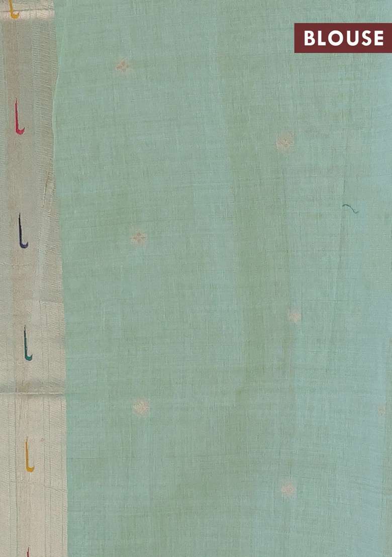 Jamdhani Cotton Saree Pista Green With Thread Woven Buttas And Peacock Design Jamdhani Pallu With Buttas And Brocade Design For Women - Indya