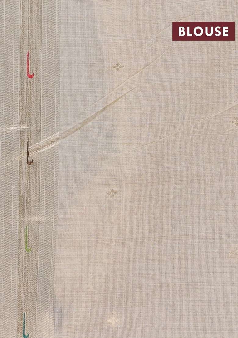 Jamdhani Cotton Saree Beige With Thread Woven Buttas And Peacock Design Jamdhani Pallu With Buttas And Brocade Design For Women - Indya