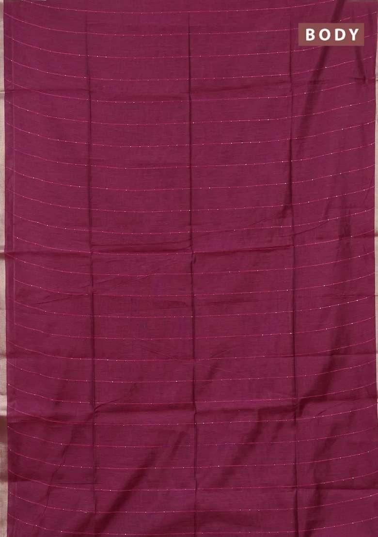 Jamdhani Cotton Saree Magenta Pink With Allover Squin Work And Jamdhani Pallu With Traditional Woven Design For Women - Indya