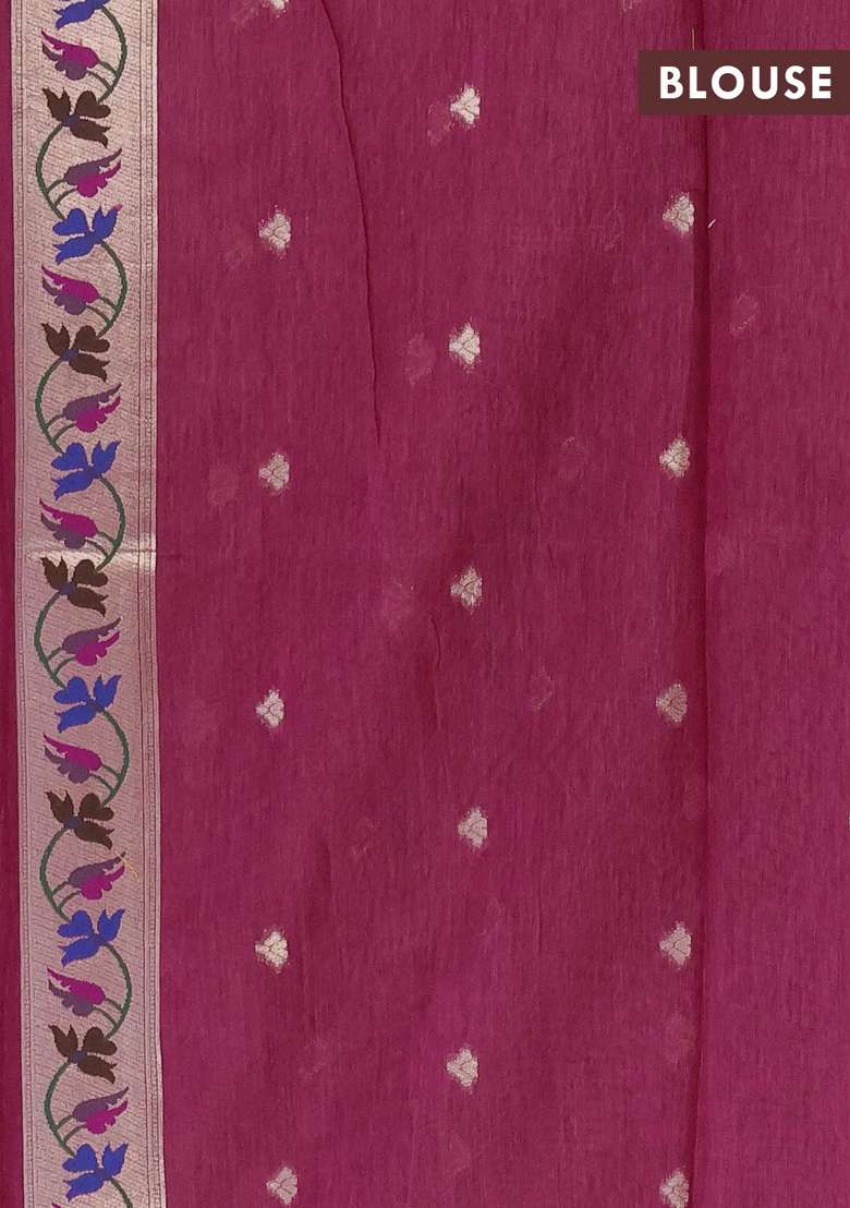 Jamdhani Cotton Saree Magenta Pink With Allover Squin Work And Jamdhani Pallu With Traditional Woven Design For Women - Indya